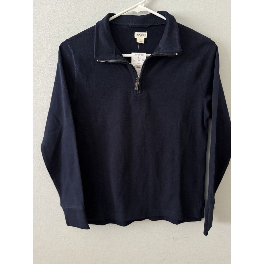 NEW Crewcuts Navy Blue 1/4 Zip Pullover Sweater Boys Large